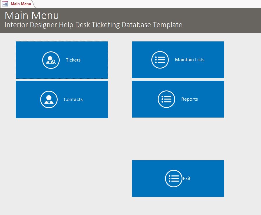 Interior Designer Help Desk Ticket Tracking Template | Tracking Database